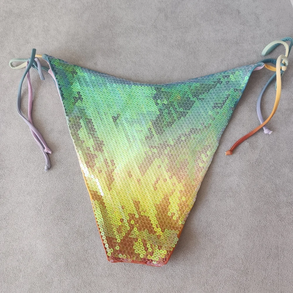 Gianni Bini Dannijo bikini bottom XL sequin Jayla gradient tie side swim new$100